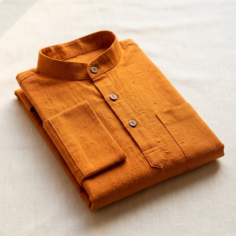 Pure Khadi Cotton Kurta – Saffron